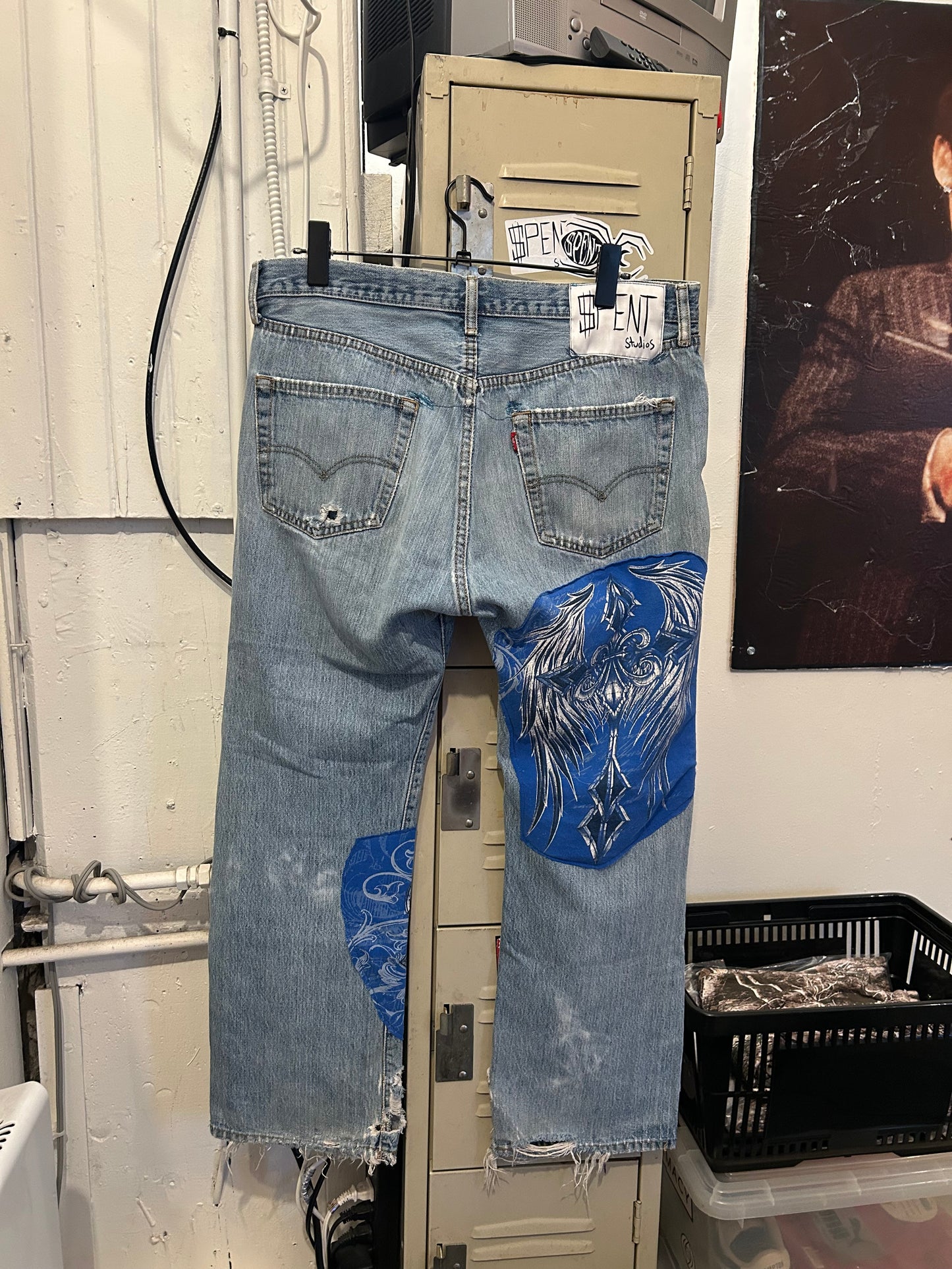 Distressed Y2K patchwork jeans