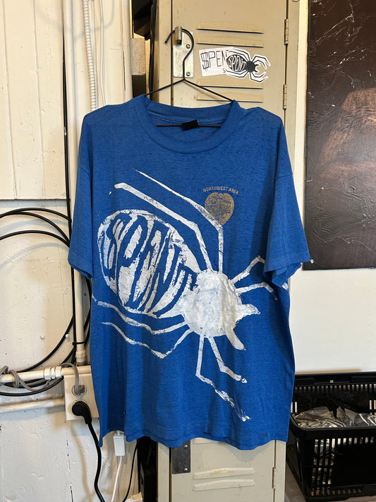 Blue Distressed $pider t shirt