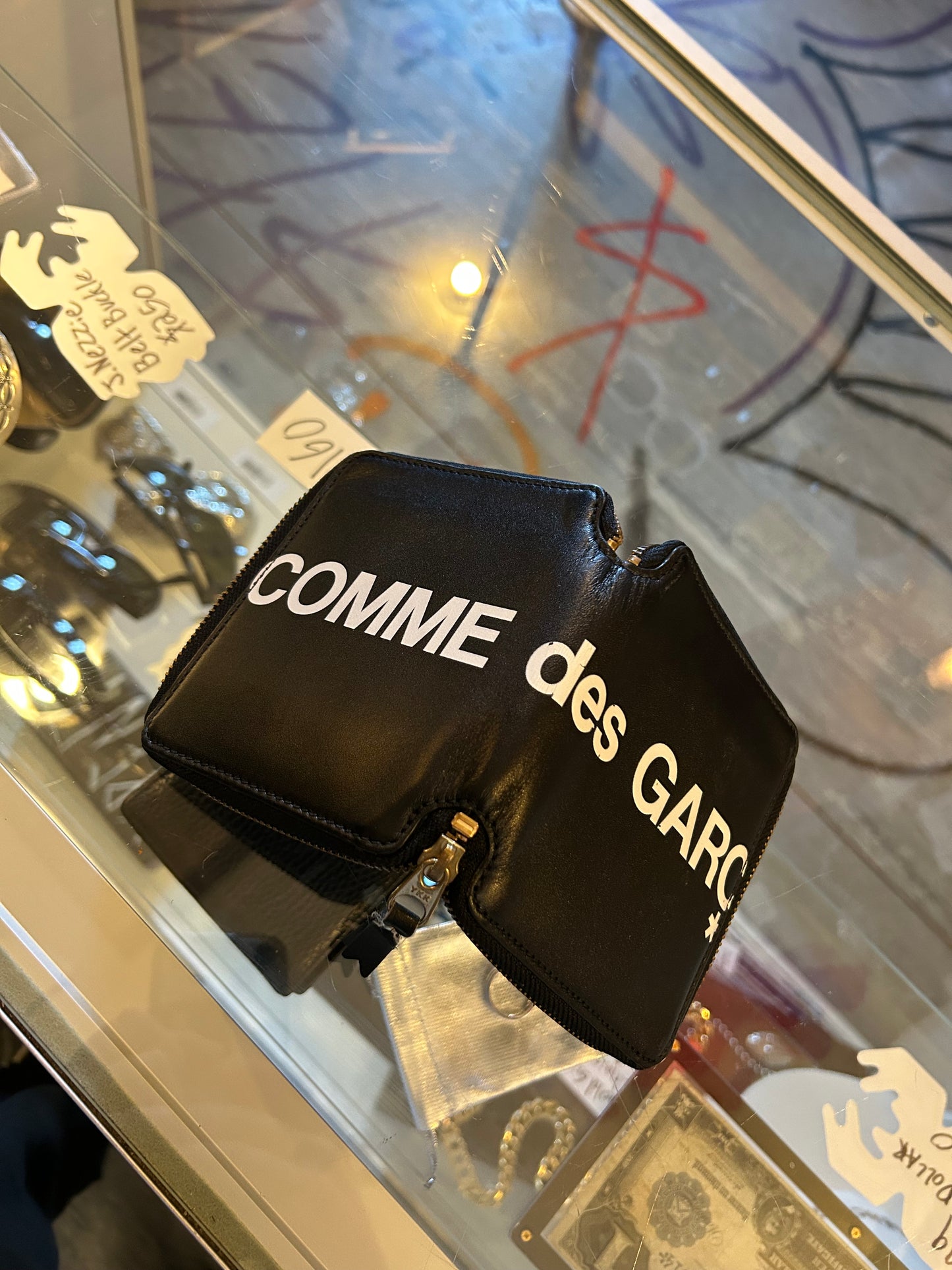 CDG Leather Zip Up wallet