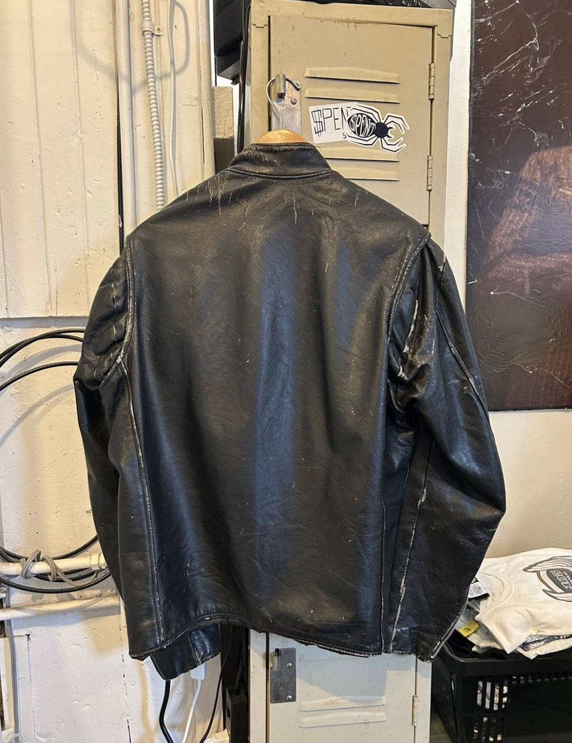 1970s Distressed Leather Biker jacket