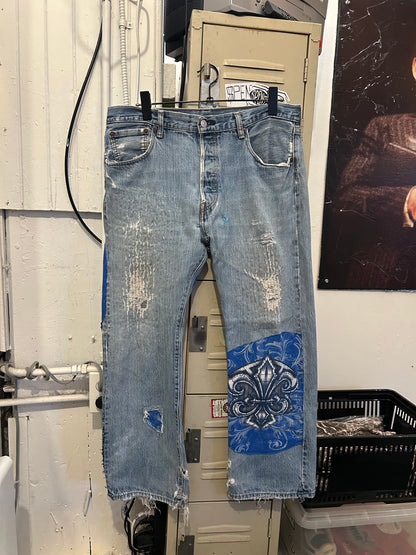 Distressed Y2K patchwork jeans