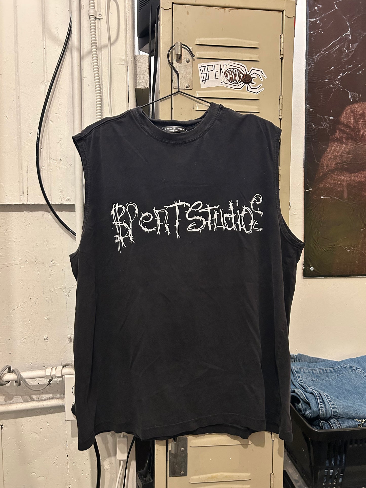 Black Barbed Logo Tank top