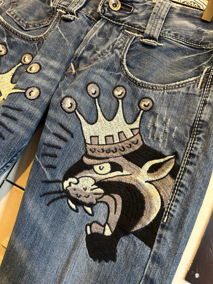 Y2K Ed Hardy Embroidered jeans