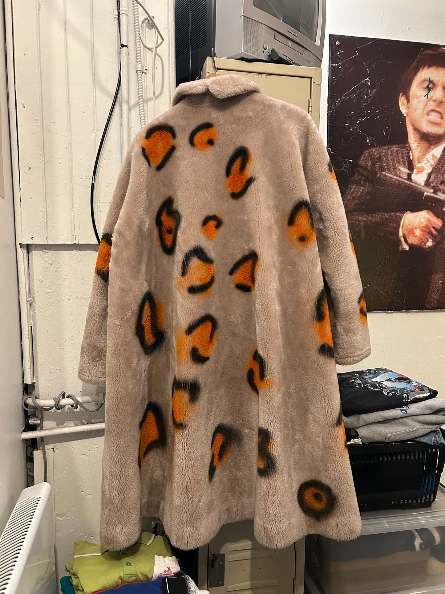 Painted Leopard Print Fur coat