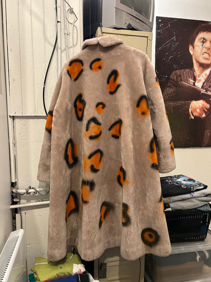Painted Leopard Print Fur coat