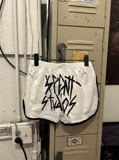 White $pent mini shorts