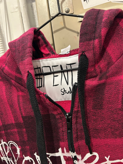 Pink Plaid Barbed Zip up