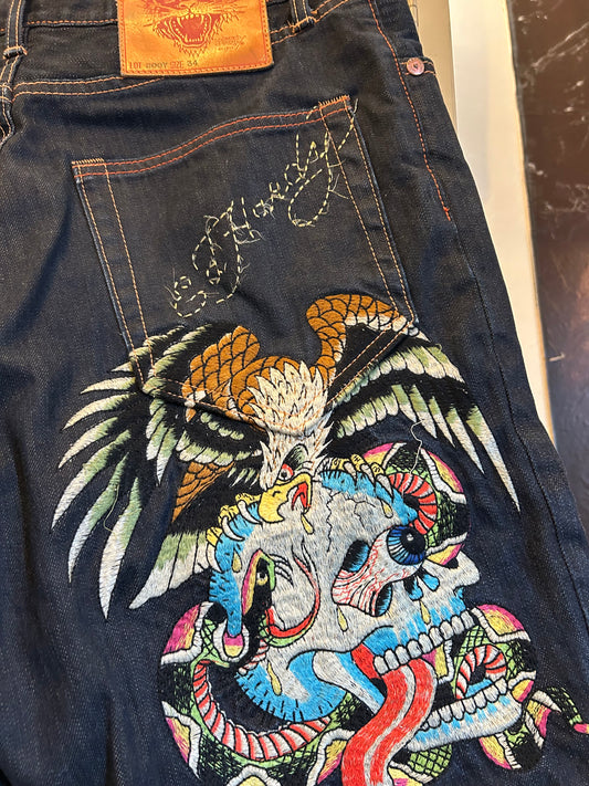 Y2K Ed Hardy Embroidered jorts