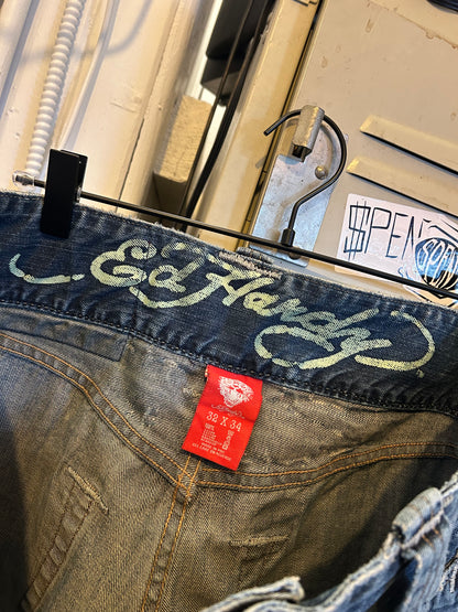 Y2K Ed Hardy Embroidered jeans