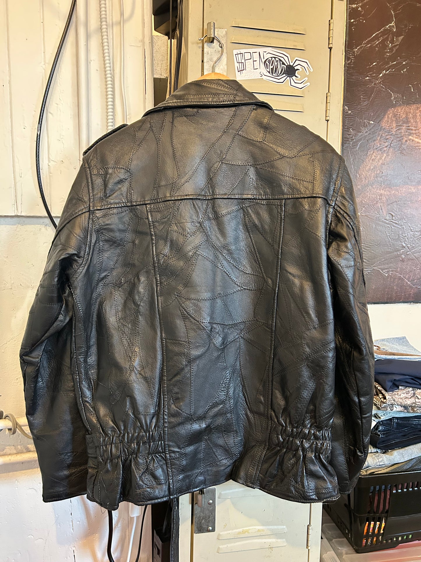 Vintage Patchwork Leather Biker jacket