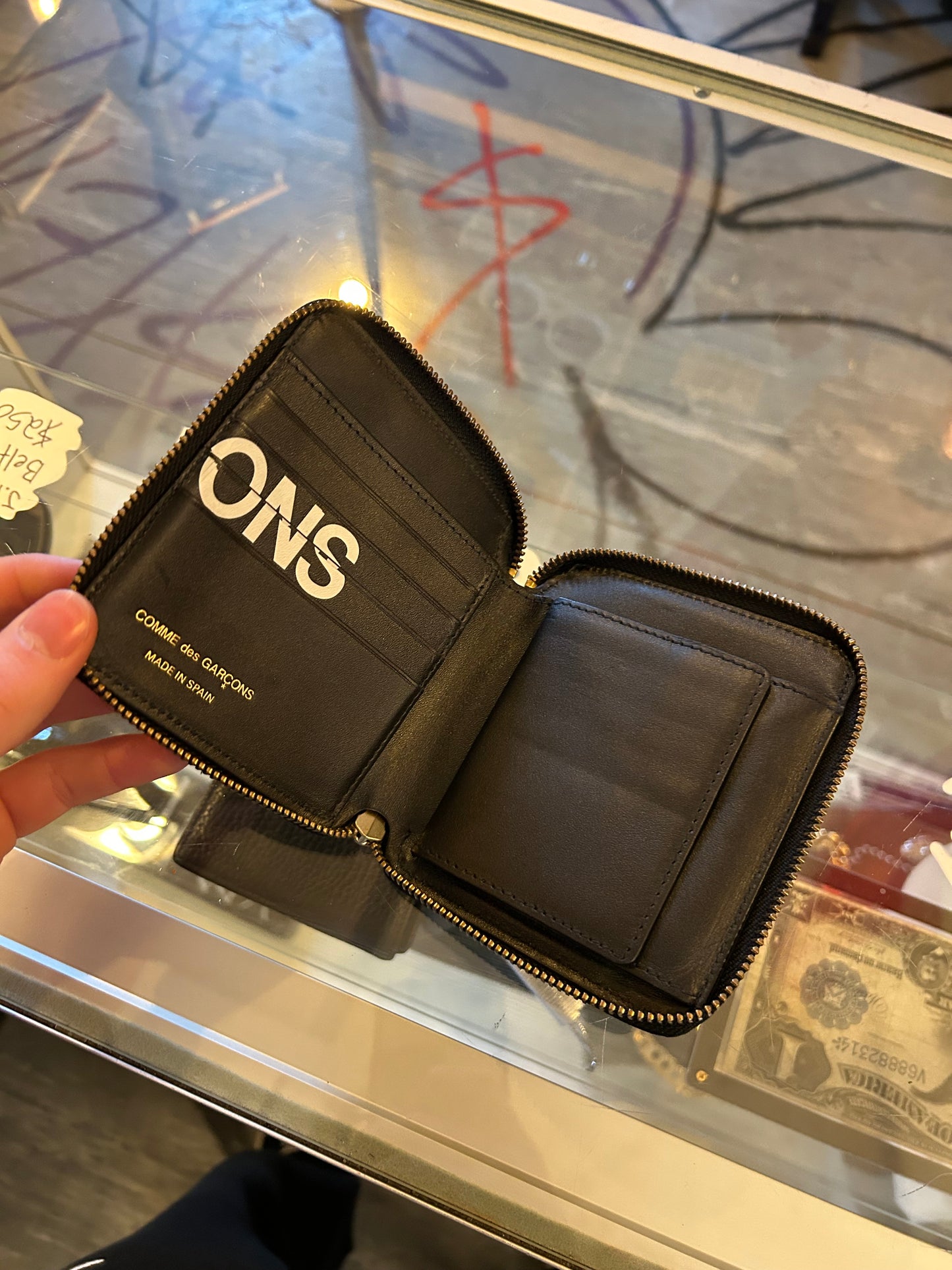 CDG Leather Zip Up wallet
