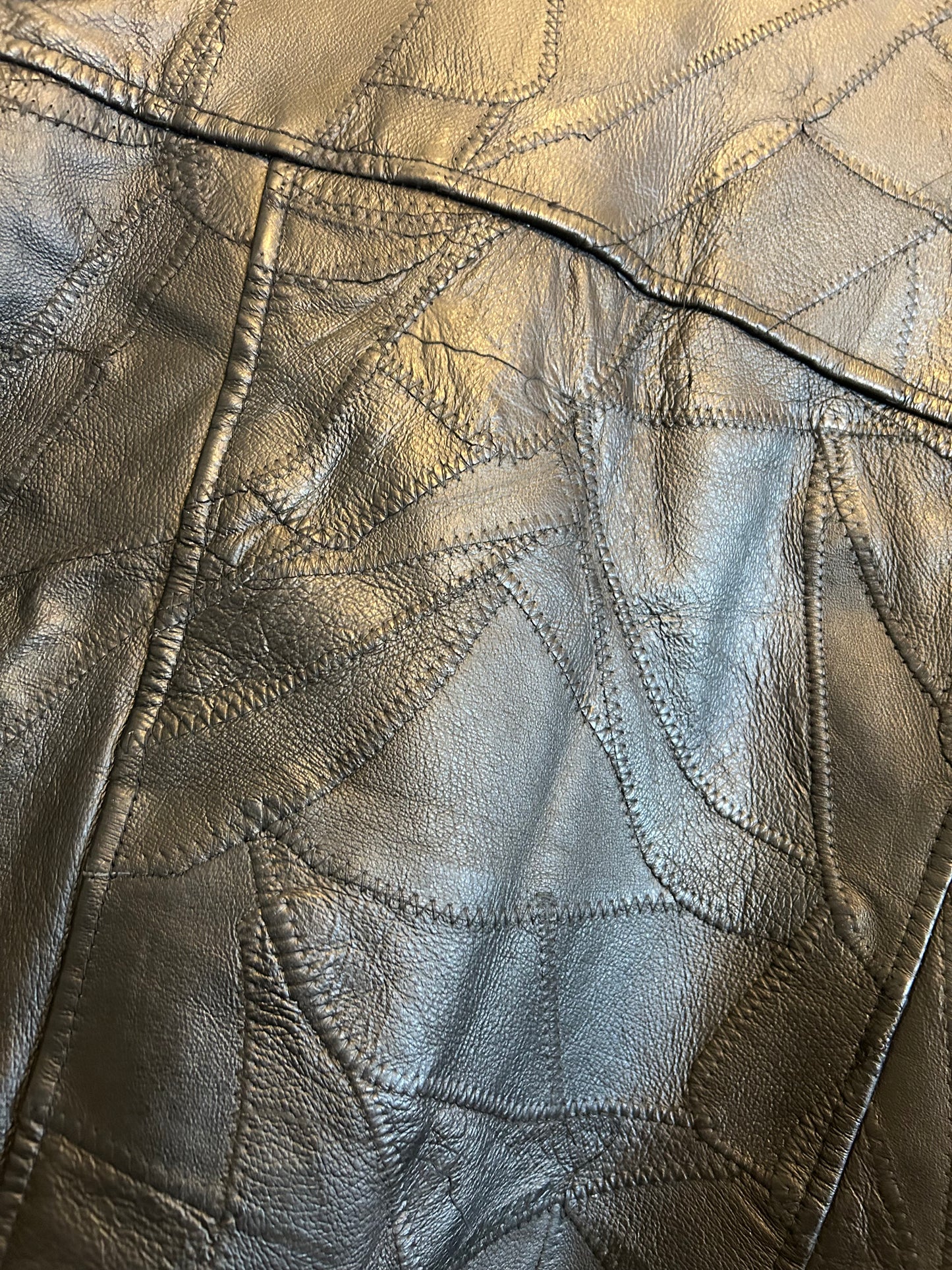 Vintage Patchwork Leather Biker jacket