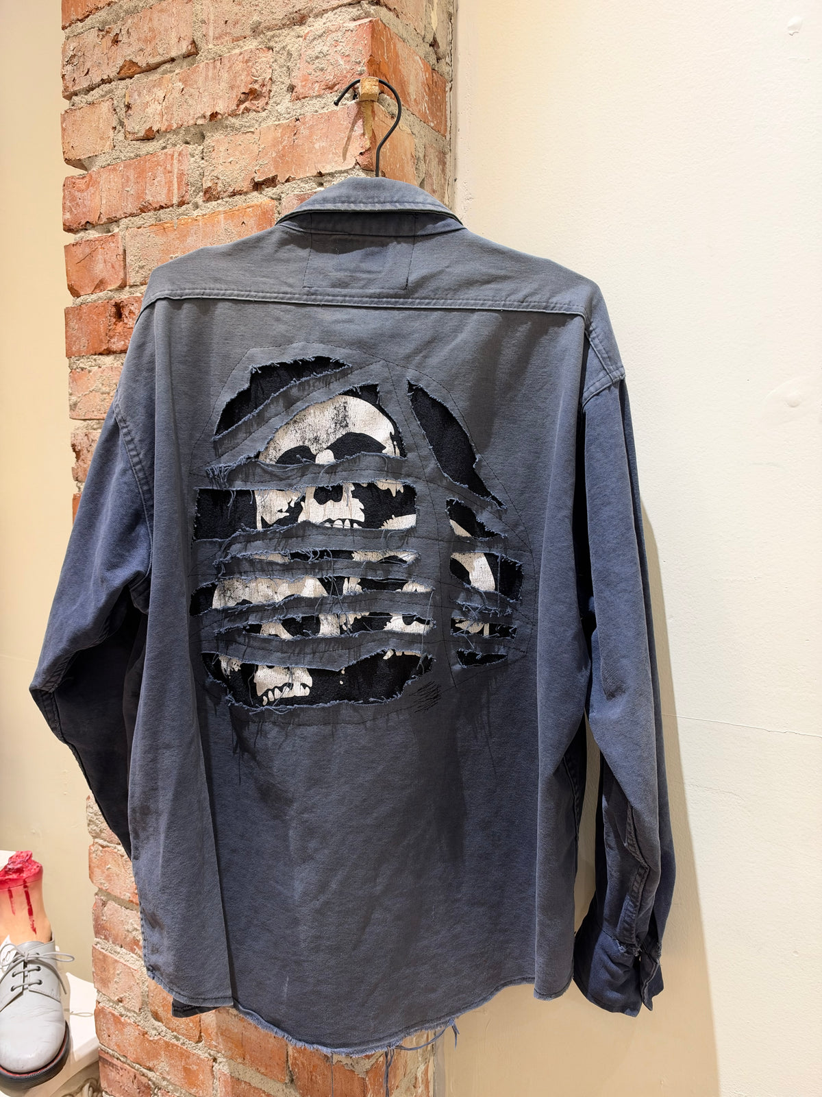 Distressed Skeleton Work shirt