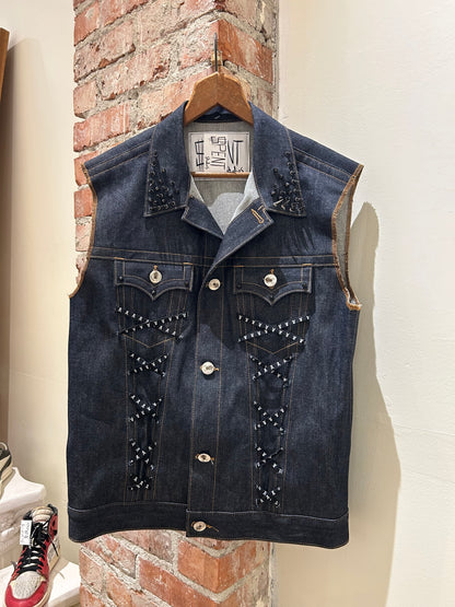 Studded $pent Punk Jean vest