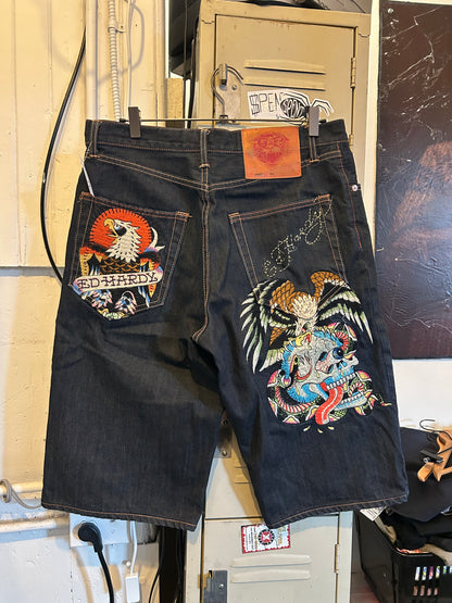 Y2K Ed Hardy Embroidered jorts