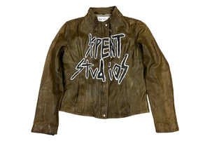 Cropped Leather Logo jacket